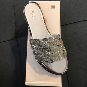 Silver rhinestone slides never worn new in the box